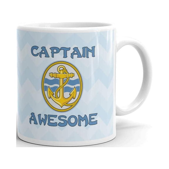 Captain Awesome Boating Anchor Coffee Tea Ceramic Mug Office Work Cup Gift 11 oz