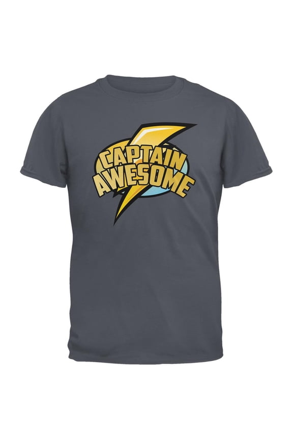 Captain Awesome Charcoal Grey Adult T-Shirt - Small