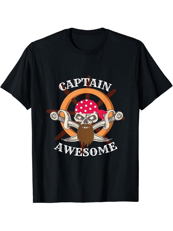 Captain Awesome Funny Pirate Red Hat Swords Gift T-Shirt