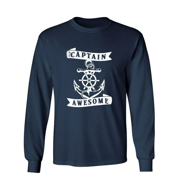 Captain Awesome Sarcastic Humor Novelty Men's Long Sleeve Shirts
