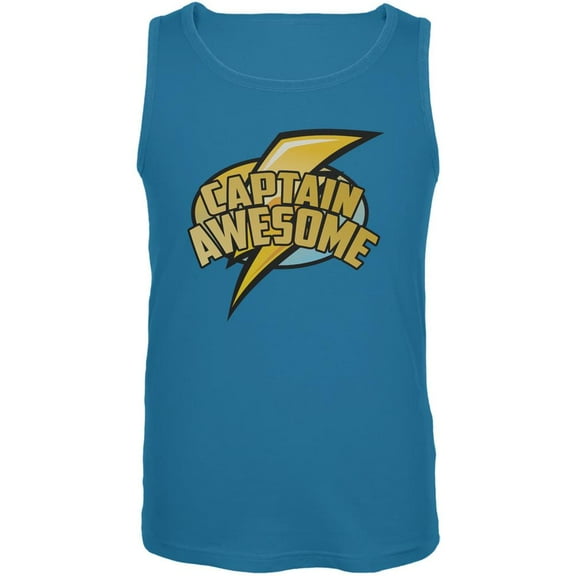 Captain Awesome Turquoise Adult Tank Top - Small