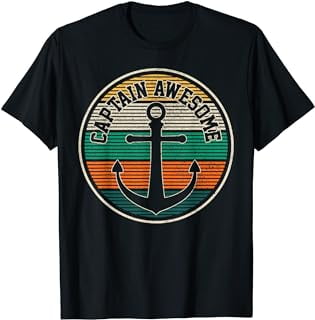 Captain Awesome - Vintage Anchor Funny Sailing Boating Gift T-Shirt ...