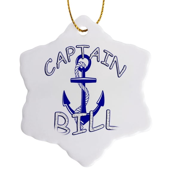Captain Bill. Personalized Quotes. , 3 inch Snowflake Porcelain Ornament