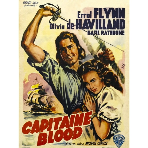 Captain Blood (Aka Capitaine Blood) From Left: Errol Flynn Olivia De Havilland 1935 Movie Poster Masterprint (11 x 17)