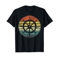thumbnail image 1 of Captain Boat Owners Gifts Funny Retro Ship Wheel Sailing T-Shirt, 1 of 5
