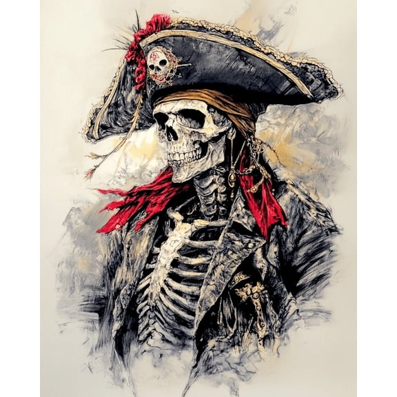 Captain Bones - Skull Skeleton Art Prints - 8"x10" Art Print for 11"x14" Frame