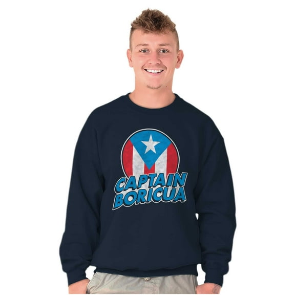 Captain Boricua Puerto Rican America Sweatshirt for Men or Women Brisco Brands S