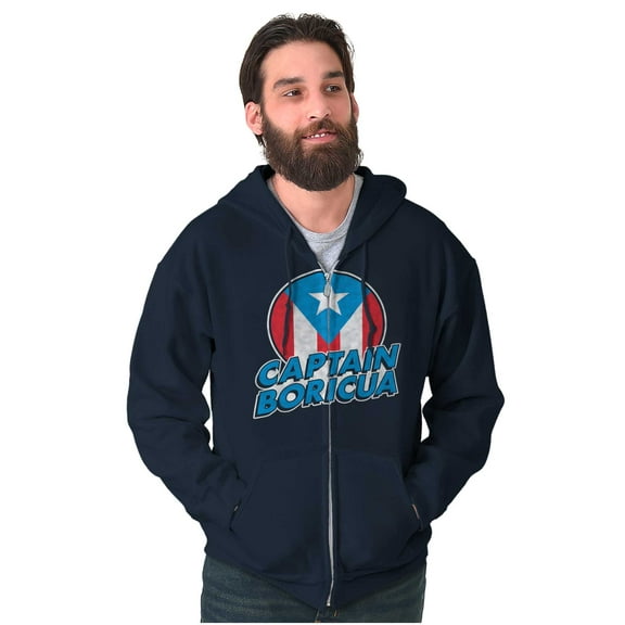 Captain Boricua Puerto Rican America Unisex Fleece Graphic Zip Up Hoodie Brisco Brands 5X