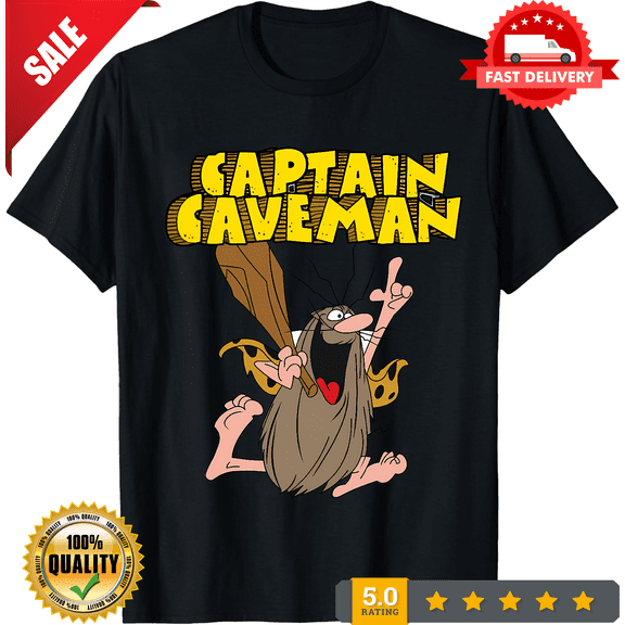 Captain Caveman Cartoon Show Men's Black Shirt, ULTRA LIMITED-TH68170