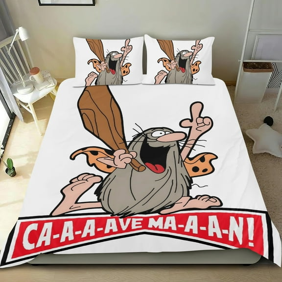 Captain Caveman Themed Bed Sheet Set Three Piece Set 36x75 Inches Comfortable And Skin Friendly Unique Design Creating A Star Studded Night