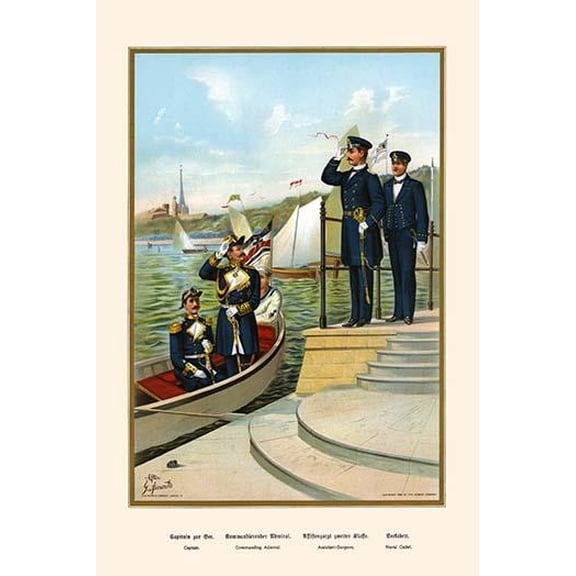 Captain, Commanding Admiral & Naval Cadet-Fine Art Canvas Print (20" x 30")