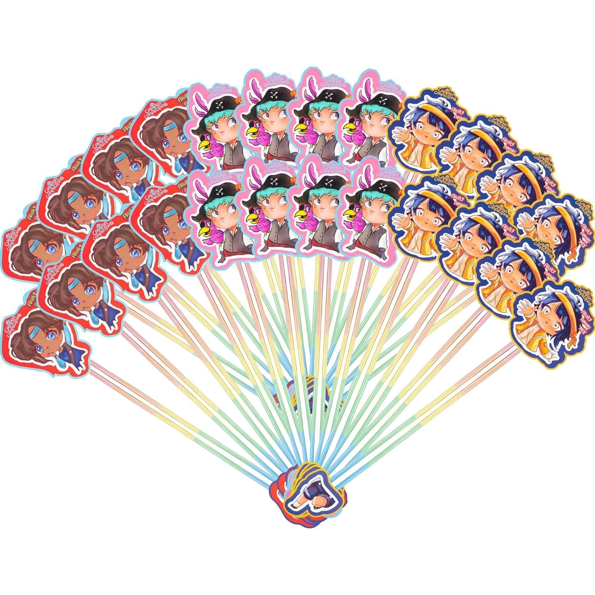 Captain Confections Giant Sour Candy Straws, 28 Inch, 24 Count, Pirate Theme