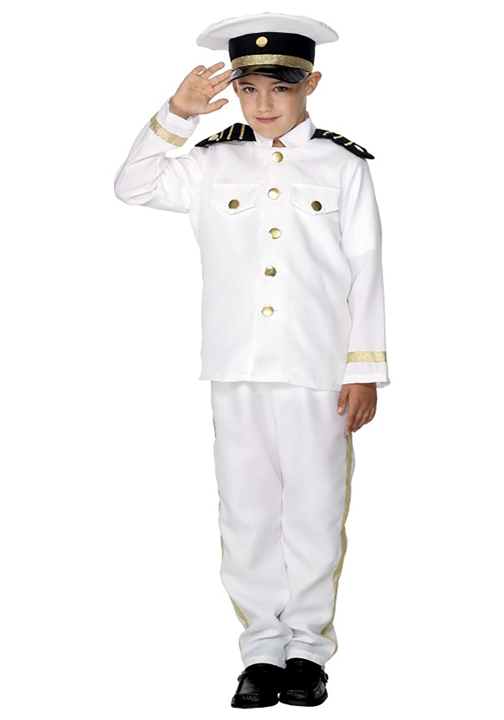 Captain Costume Child Kids White Captain Costume Child Kids White
