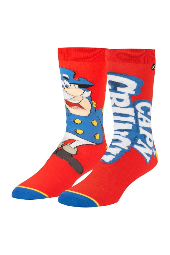 Cap'n Crunch Men’s Novelty Crew Socks – Colorful Breakfast Character Print – Fun Gift for Adults