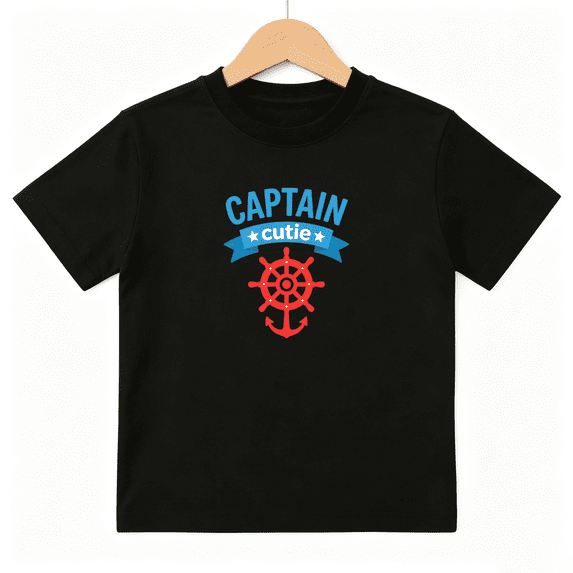 Captain Cutie Nautical Anchor Boys Graphic Tee, Summer Beach 100% Cotton Kids Short Sleeve T-Shirt 4-13Y
