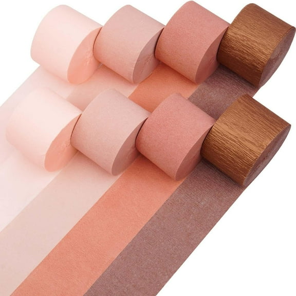Captain Décor 8 Rose Gold Streamers, 656ft Pack of Crepe Paper for Rose Gold Party Decorations, Baby Shower Decorations, Bridal Shower and Party Supplies & Birthday Decoration