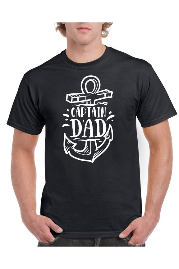 Captain Dad Men's Short-Sleeve Graphic T-Shirt Father's Day and Birthday Gift