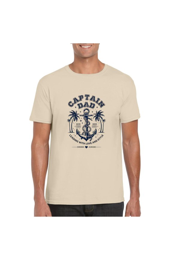 Captain Dad Nautical Boating Father's Day Sailing Ship Graphic T-Shirt, for men & women, up to size 5XL