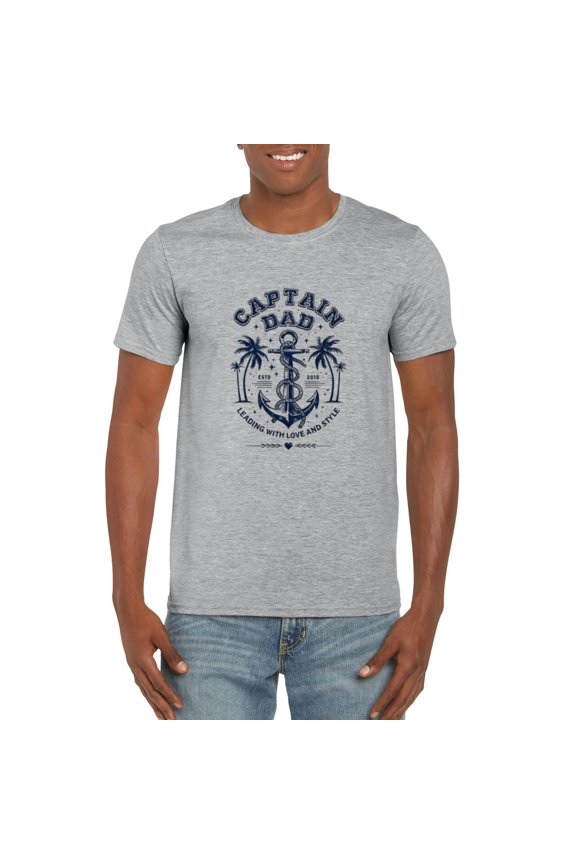 Captain Dad Nautical Boating Father's Day Sailing Ship Graphic T-Shirt, for men & women, up to size 5XL