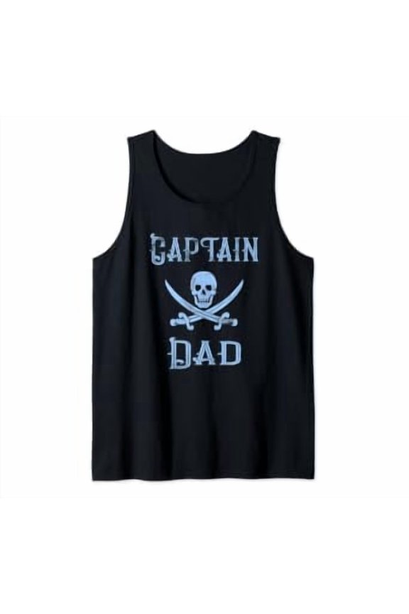 Captain Dad Pirate Lake Boating Father Design Tank Top Size S-3XL