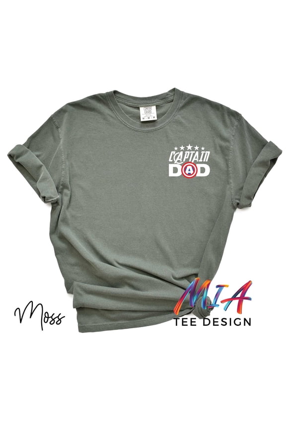 Captain Dad Pocket Print T-Shirt Hero Dad Shirt Father'S Birthday, Fathers Day Funny Tee Gift, America Dad Tee