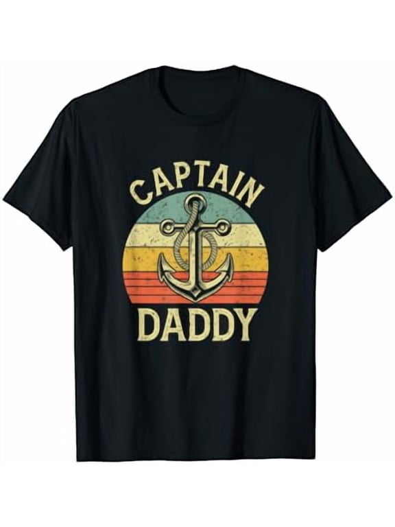 Captain Daddy Boat Pontoon Dad Fishing Sailor Anchor T-Shirt