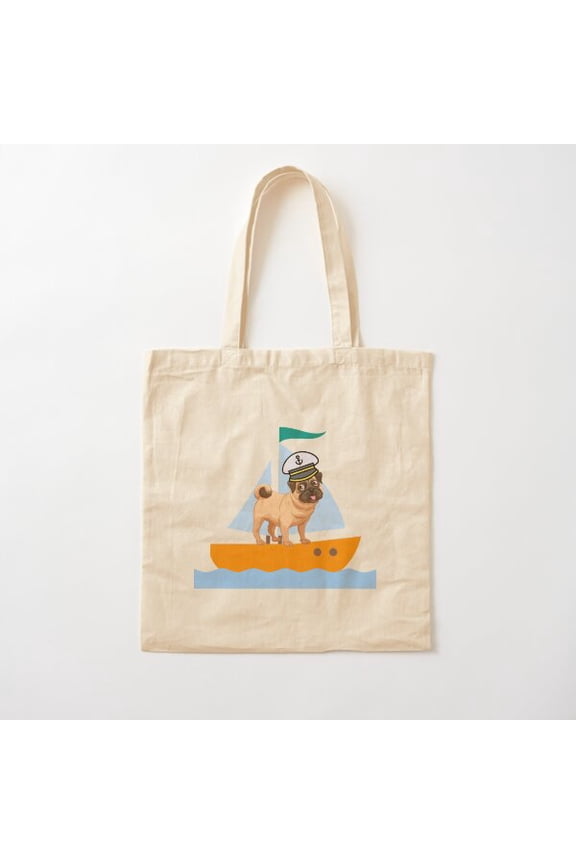 Captain Dog Canvas Tote Bags, Reusable Shopping Bag