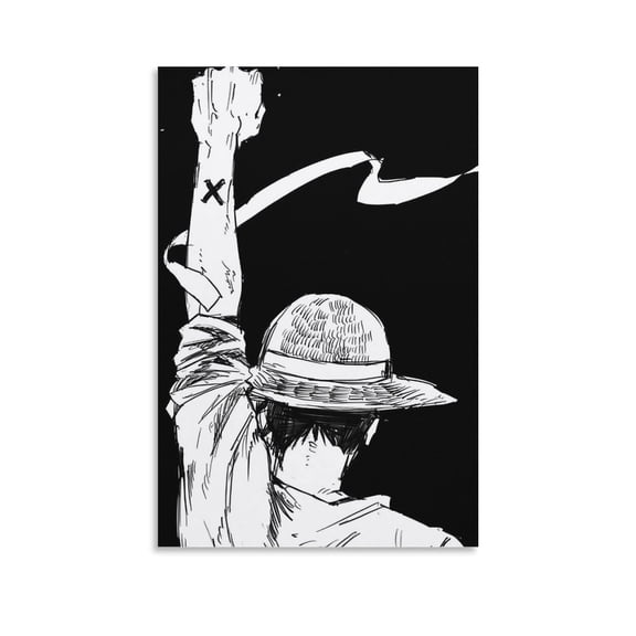 A Captain, A Dream Luffy in Black And White Poster Canvas Poster Wall Art Picture Prints Hanging Photo Gift Decor Home Posters Artworks 20x30inch(50x75cm)