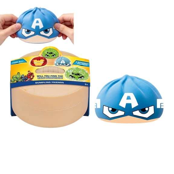 Captain Dumpling Squishy Fidget Toy, Captain superhero Themed Steamed Bun Squeeze Stress Relief Toy, Sensory Fidget Ball for Party Favors, Desk Decor & Holiday Gift