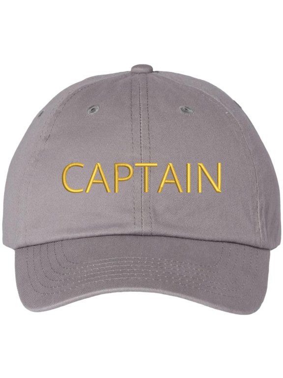 Captain Embroidered Baseball Cap | 100% Cotton Adjustable Outdoor & Casual Wear Dad Hat for Men & Women (Grey)