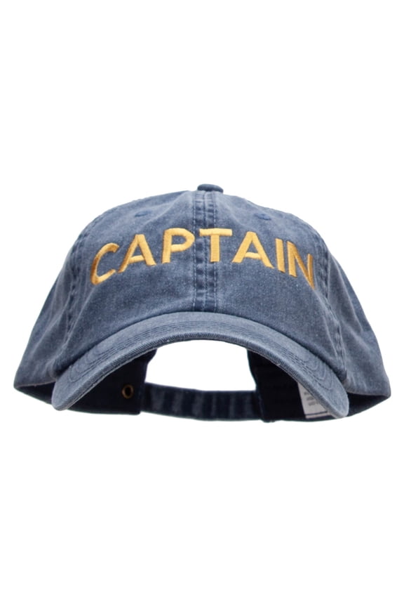 Captain Embroidered Big Size Washed Pigment Dyed Cap - Navy XL-3XL