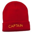 thumbnail image 1 of Captain Embroidered Cuff Long Beanie - Red OSFM, 1 of 5