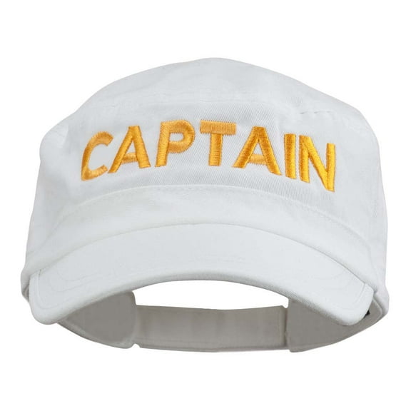 Captain Embroidered Enzyme Army Cap - White OSFM