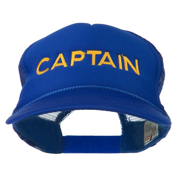 Captain Embroidered Foam Front Mesh Back Cap - Royal OSFM