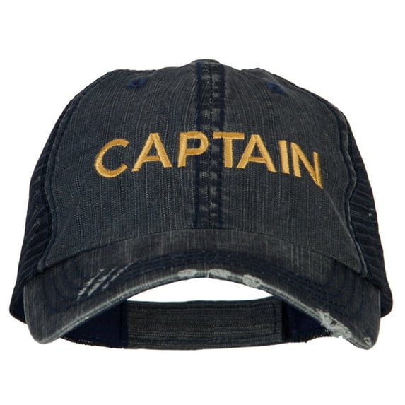 Captain Embroidered Low Profile Mesh Cap - Navy OSFM