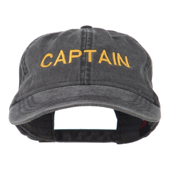 Captain Embroidered Low Profile Washed Cap - Black OSFM