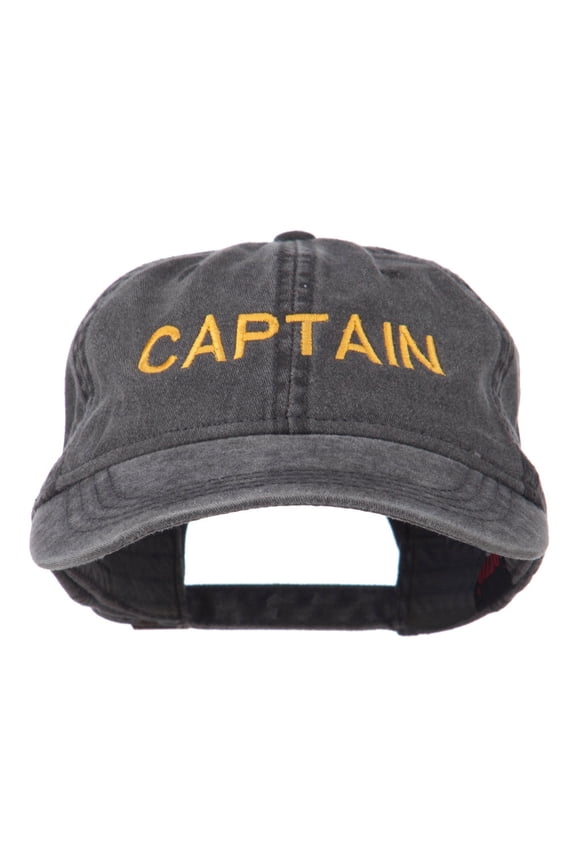 Captain Embroidered Low Profile Washed Cap - Black OSFM