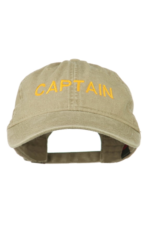 Captain Embroidered Low Profile Washed Cap - Khaki OSFM