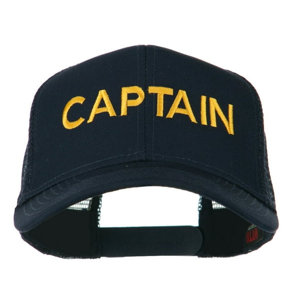 Captain Embroidered Mesh Back Cap - Navy OSFM
