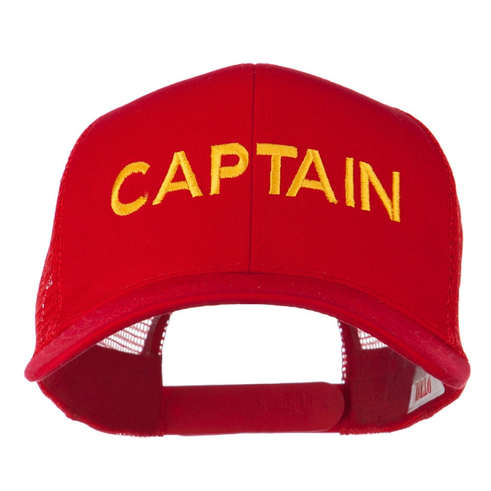 Captain Embroidered Mesh Back Cap - Red OSFM - Walmart.com