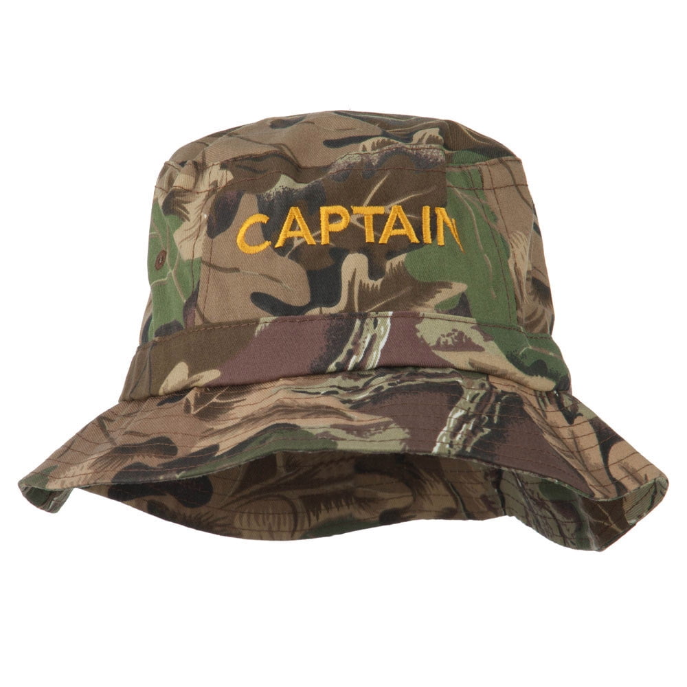 Captain Embroidered Pigment Dyed Bucket Hat Camo OSFM