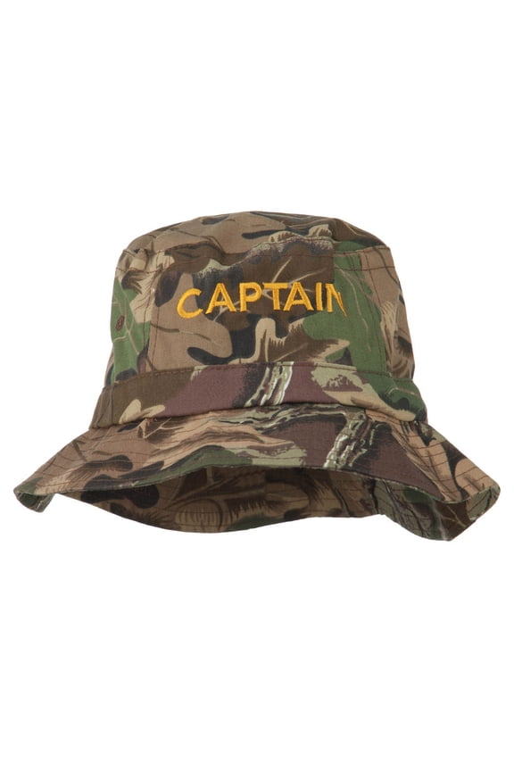 Captain Embroidered Pigment Dyed Bucket Hat - Camo OSFM