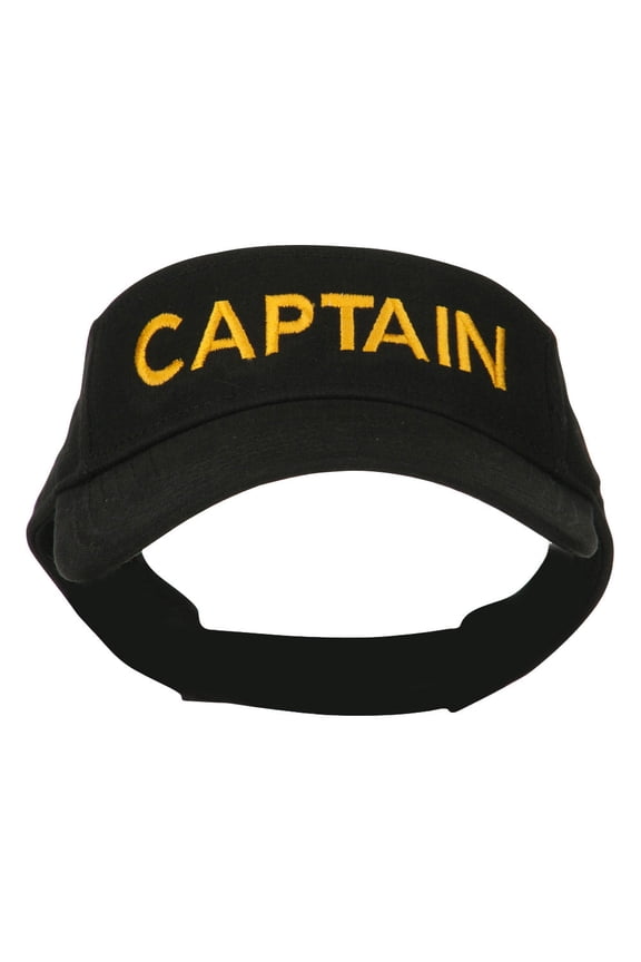 Captain Embroidered Strap Back Visor - Black OSFM