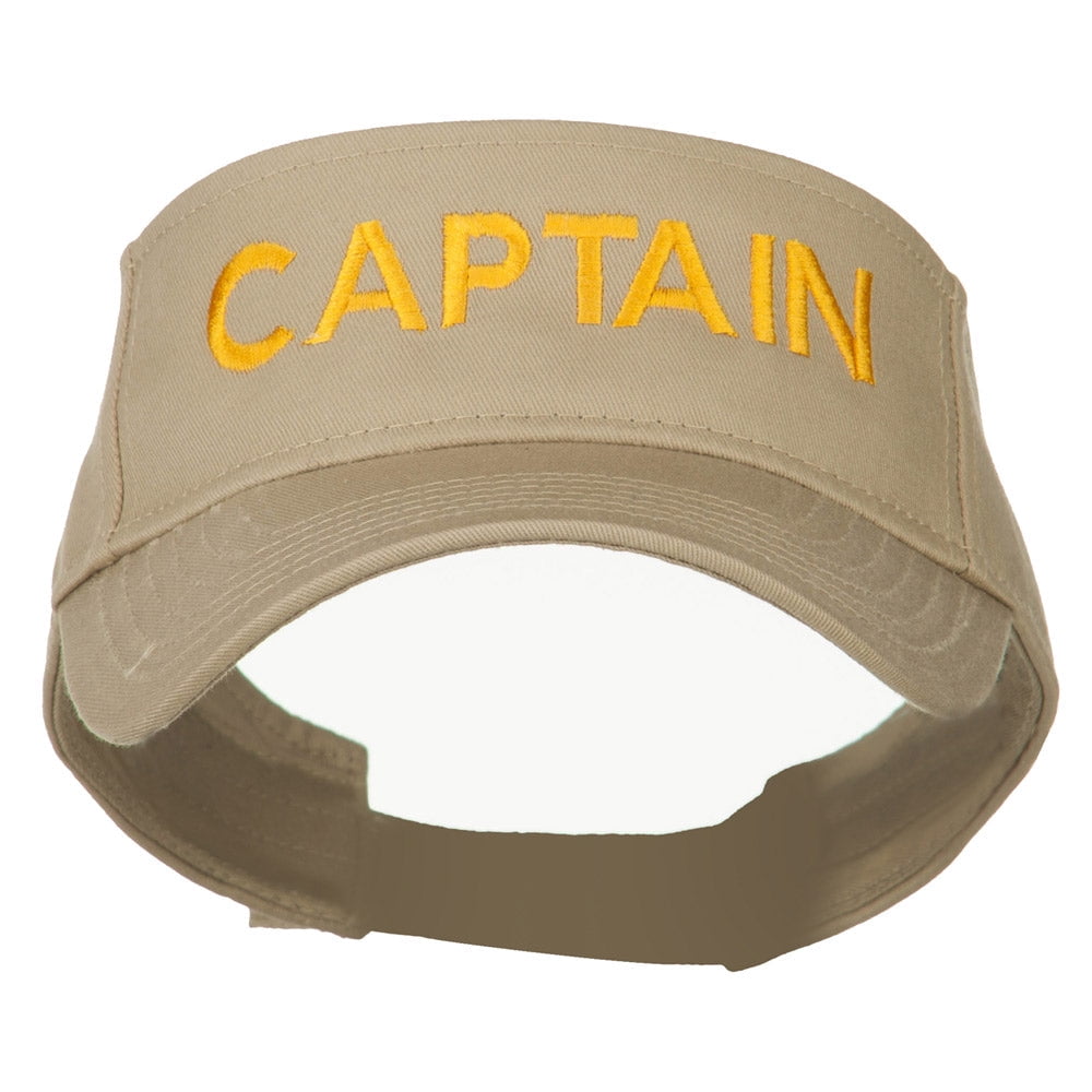 Captain Embroidered Strap Back Visor - Khaki OSFM - Walmart.com