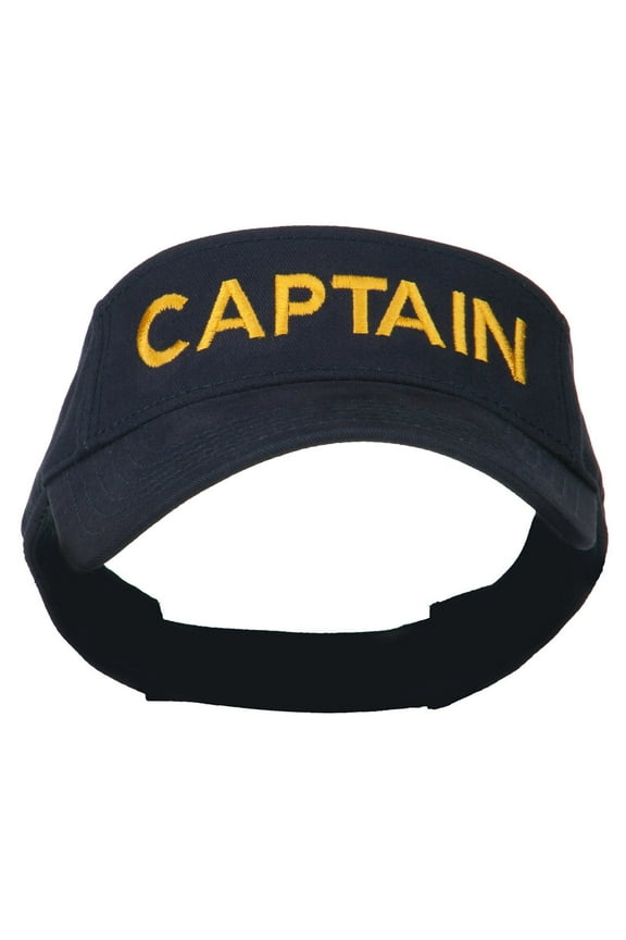 Captain Embroidered Strap Back Visor - Navy OSFM