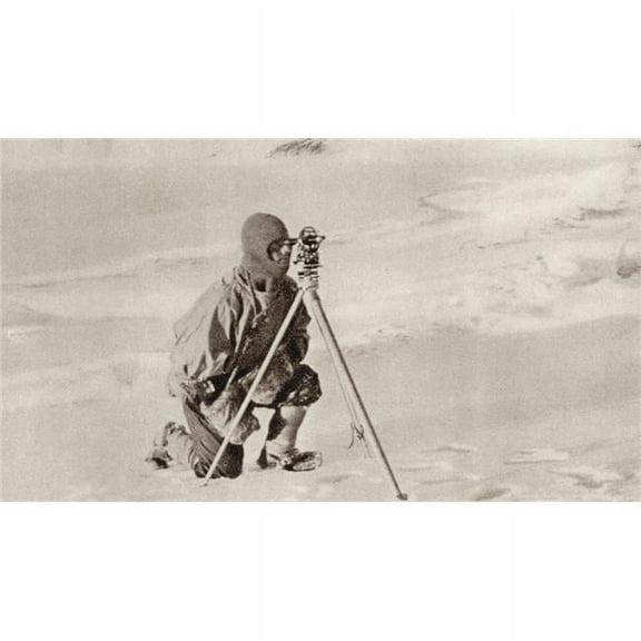 Captain Evans Observing With The Theodolite Used By Captain Scott To Fix Position Of The South Pole Admiral Edward Ratc