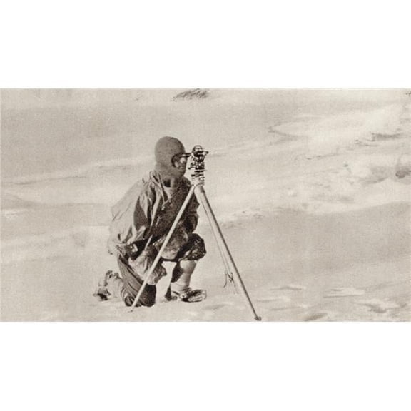 Captain Evans Observing with The Theodolite Used By Captain Scott to Fix Position of The South Pole Admiral Edward Ratc Poster Print, 38 x 22 - Large