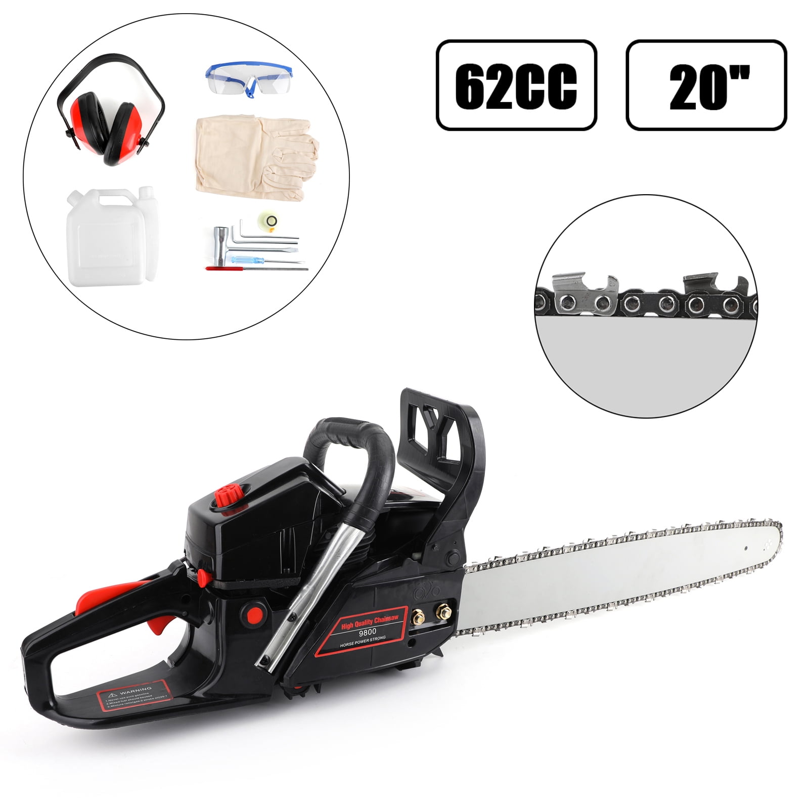 Captain Express Trading Inc. 20" 62cc 2-Cycle Gas Powered Chainsaw, for cutting and felling