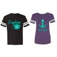 thumbnail image 1 of Captain First Mate Matching Couple Cotton Jerseys (Men Black / Women Purple) (Men L / Women L), 1 of 3