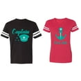 thumbnail image 1 of Captain First Mate Matching Couple Cotton Jerseys (Men Black / Women Red) (Men S / Women M), 1 of 3